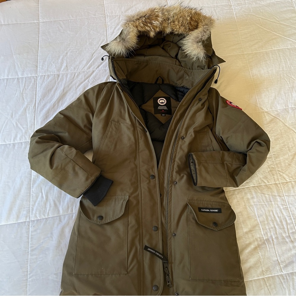 Canada Goose Women's Olive Parka with Fur Trim